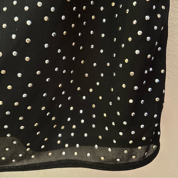 Boston Proper Metallic Bead Embellished Cowl-Neck Mesh Sheath Dress Black - Picture 8 of 10